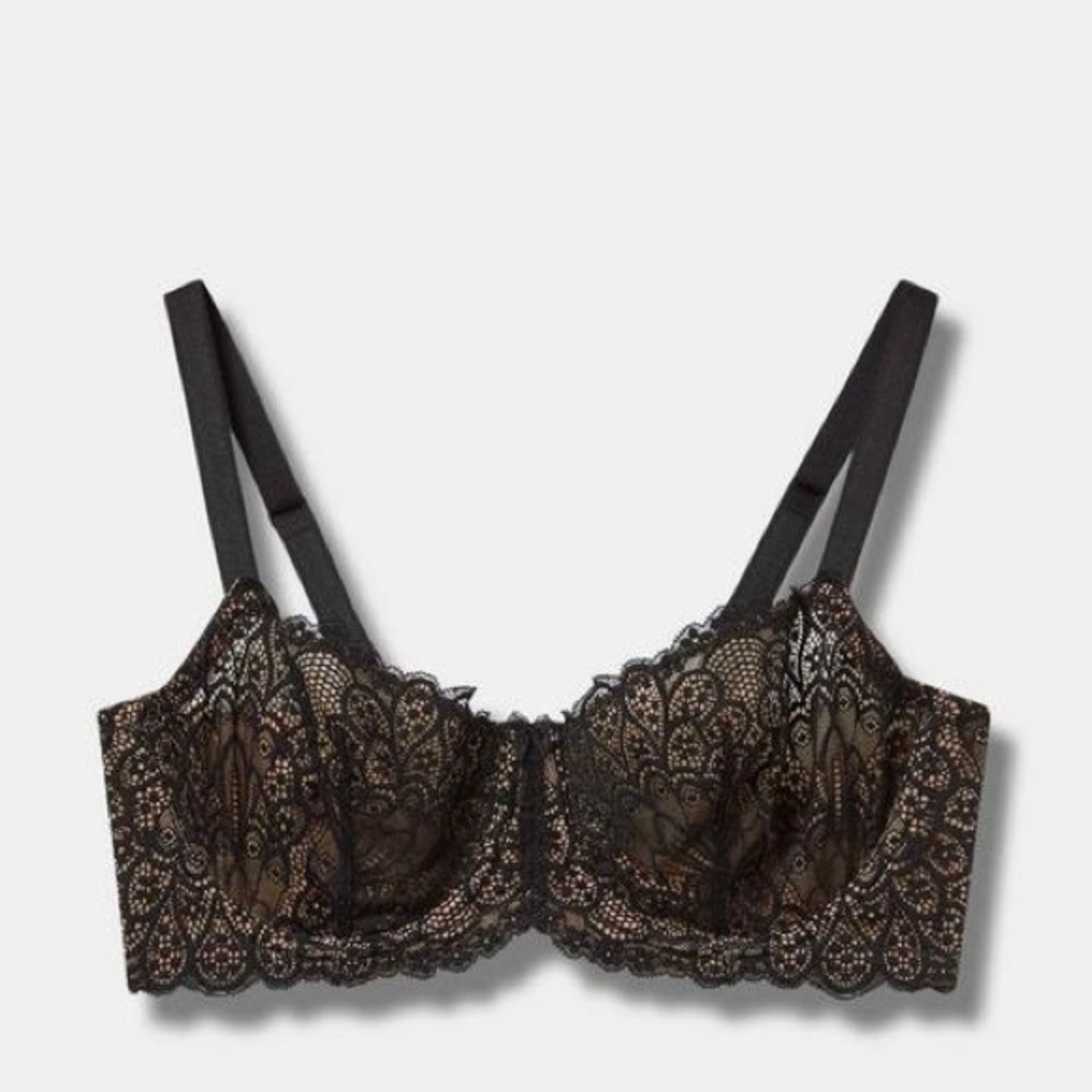 Torrid Curve Balconette Unlined Black Lace Bra